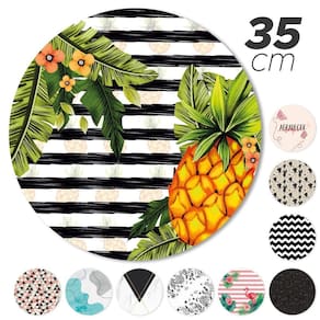 Kit 8 Peças Jogo Americano Base Redonda Mdf Sousplat Abacaxi