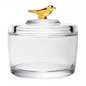 Pote com Tampa Golden Bird Cristal 7x7,5x8,5cm 21039 - Wolff