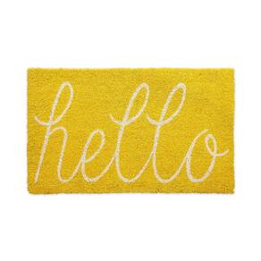 Capacho DII Hello Coir Fiber antiderrapante durável 45x75cm amarelo