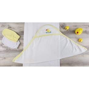 Conjunto de enxoval, toalha com capuz e luvas de banho para bebês recém-nascidos