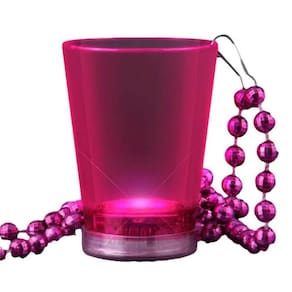 Colares de miçangas Shot Glass Blinkee Light Up rosa sobre rosa