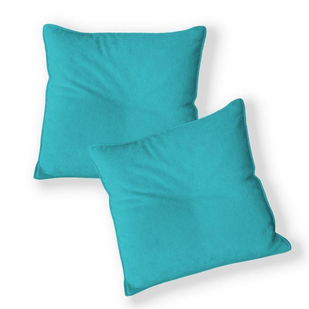 Kit 2 Capas Para Almofada Quadrada Veludo 50x50cm - 7 Decor Azul Turquesa