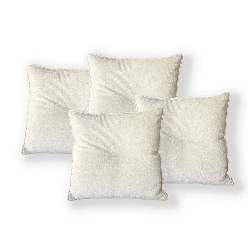 Kit 4 Capas Para Almofada Quadrada Veludo 40x40cm - 7 Decor Bege