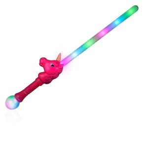 Unicórnio multicolorido Toy Sword blinkee Light Up com bola de prisma