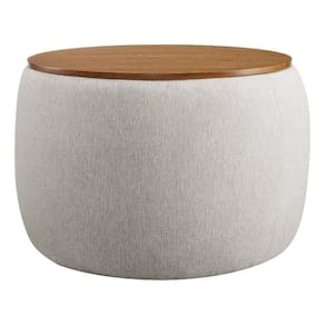 Tecido de marfim redondo Modway Perla de armazenamento de 66 cm