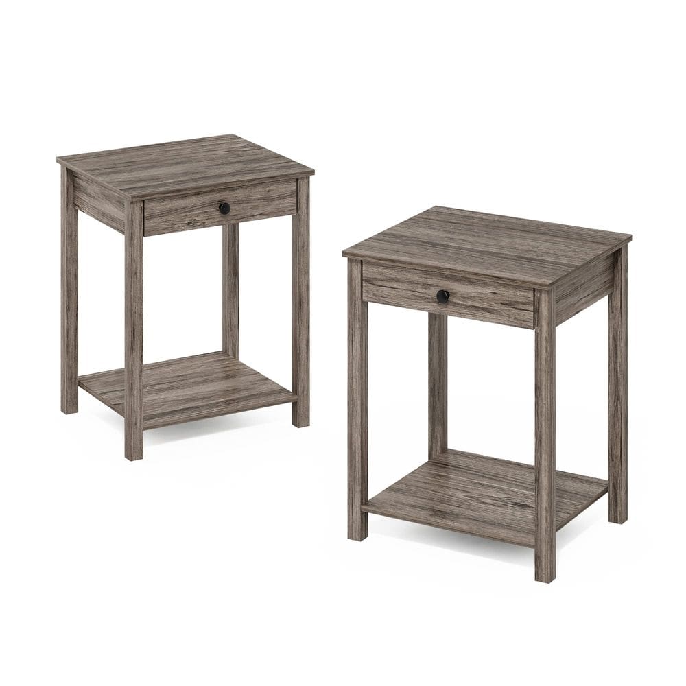 Mesa lateral Furinno Classic com gaveta, pacote com 2 unidades de carvalho rústico