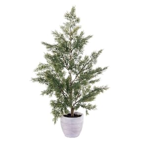 Muda de cipreste verde artificial em vaso Vickerman 24cm