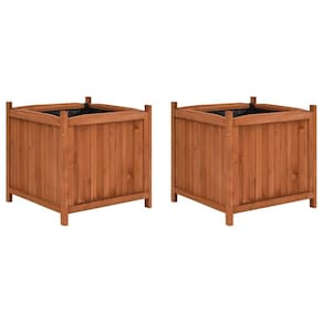 Conjunto de plantadores elevados vidaXL Solid Firwood com forro de PE, 2 peças