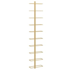 Prateleira de vinho montada na parede vidaXL contém 10 garrafas de metal dourado