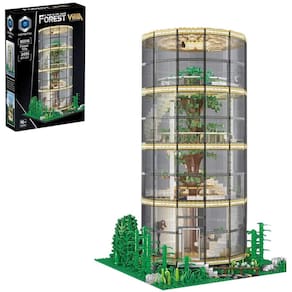 Conjunto de blocos de construção Hang Tie Forest Villa com árvore transparente
