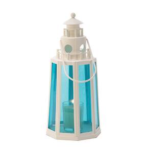 Candeeiro de vela Koehler 15217 Ocean Lighthouse 25cm azul, branco