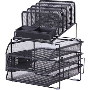Organizador de mesa Lorell Divided de 4 camadas com vários tipos de armazenamento