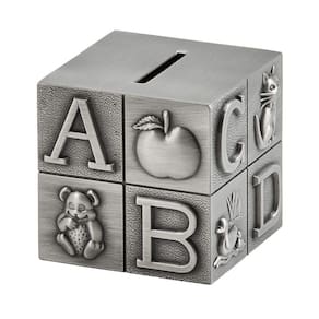 Pewter ABC Block Bank para crianças | Creative Gifts International