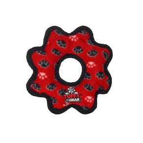 Brinquedo macio para cães TUFFY Ultimate Gear Ring-Squeakers Junior Red Paw