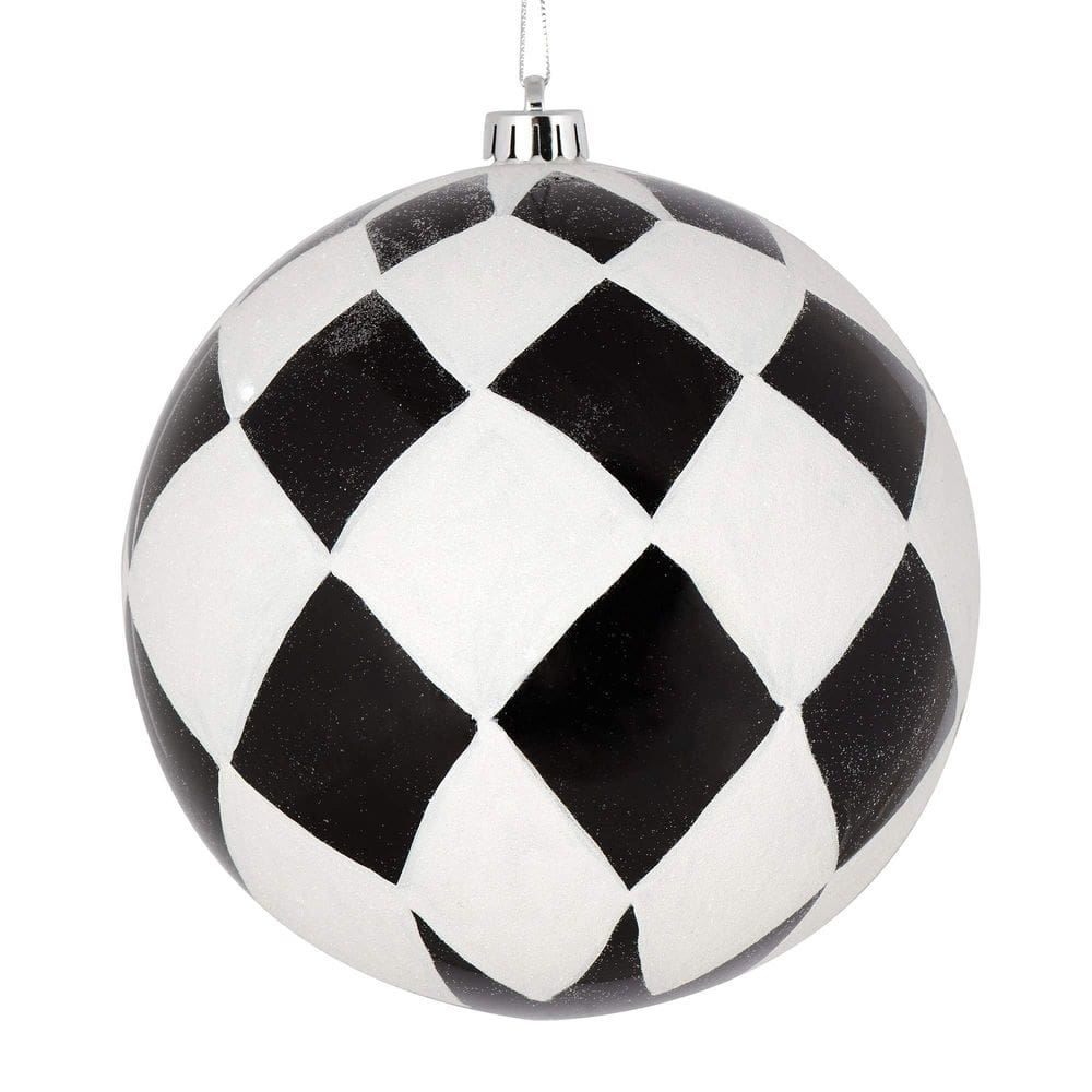 Enfeite de Natal Vickerman Black Ball com glitter branco 6cm