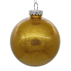 Enfeite de Natal Vickerman 6 Clear Ball com glitter dourado antigo