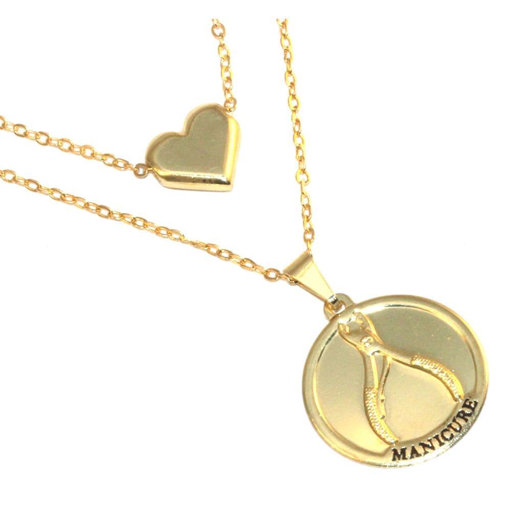 Colar Cordão Duplo Manicure Alicate Estética Folheado 18k