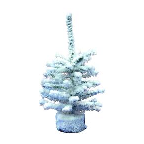 Árvore de Natal Vickerman Flocked Pine de 9 polegadas com base de madeira, pacote com 6