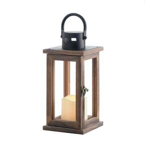 Lanterna de vela Zingz & Thingz Lodge de 27 cm de altura de madeira com LED