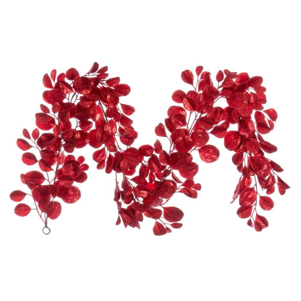 Glitter artificial Dogwood Glitter Garland Vickerman 180 cm vermelho
