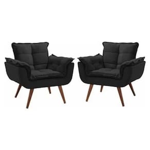Kit 2 Poltronas Opalla Decorativa Reforçada Recepção Sala De Estar Suede