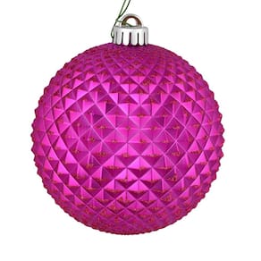 Bola de glitter ornamento Vickerman Fuchsia Durian de 6 cm, 4 por saco