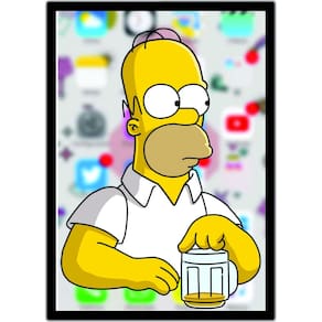 Quadro Homer Simpsons Cerveja Desenho Com Moldura G10