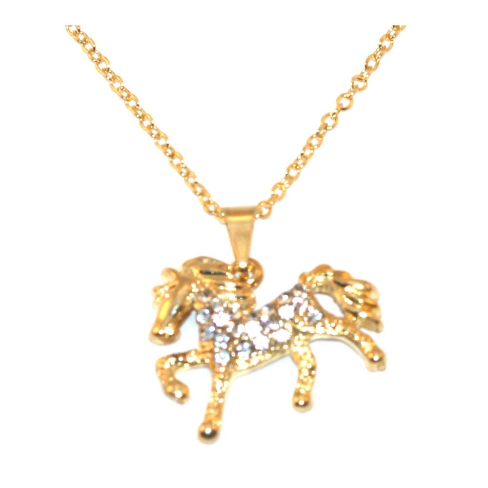 Colar Cordão Cavalo Strass Country Folheado Ouro 18k