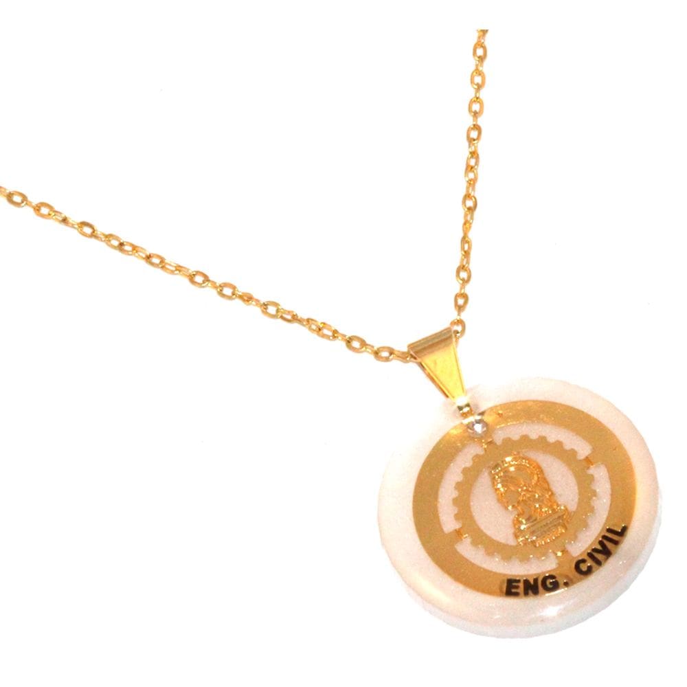 Colar Cordão Profissão Engenharia Civil Folheado Ouro 18k