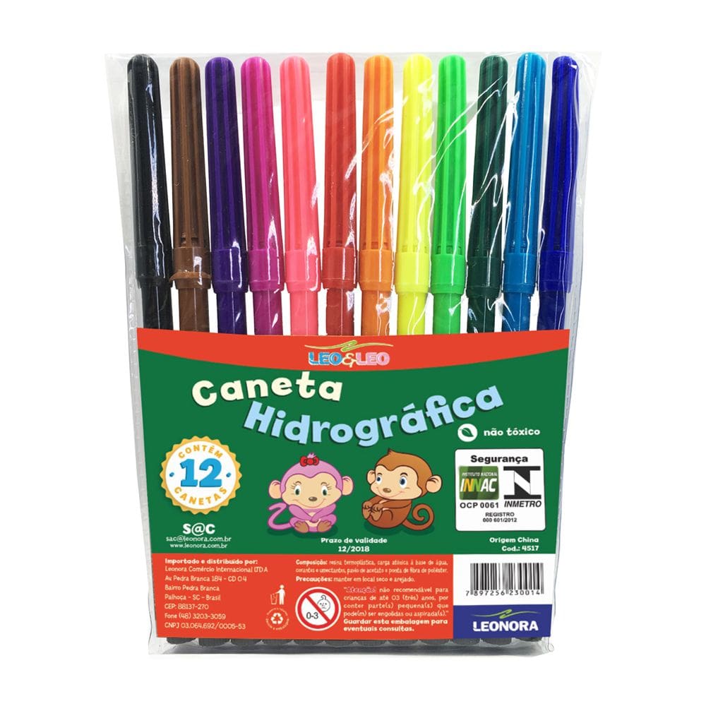 Caneta Hidrográfica 12 cores