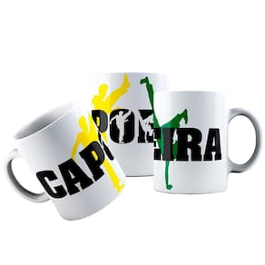Caneca Cerâmica Capoeira Brasileira Cores Brasil Luta Arte