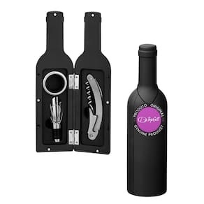 Jogo De Acessórios Para Vinhos 3 Peças Jersey Topget - Preto