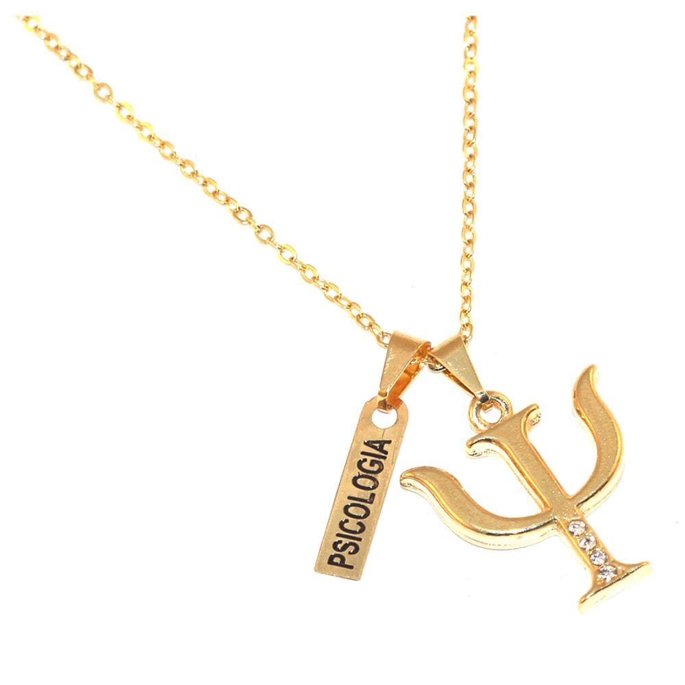 Colar Cordão Psicologia Minha Profissão Com Placa Folheado