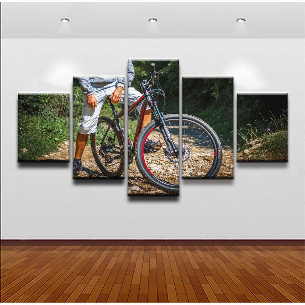 Quadros Decorativos 5 Peças Esporte Bicicleta Ciclismo