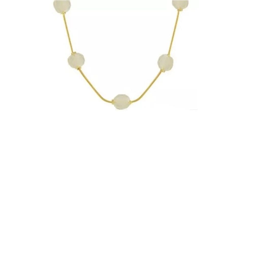 Colar Cordão Cristais Festa Folheado 18k