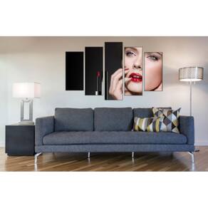 Quadro Decorativo Mosaico 5 Peças Mod1149 Boca Batom