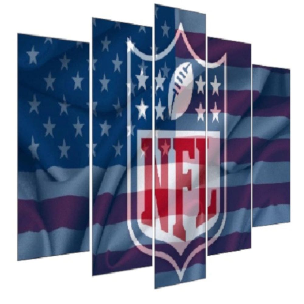 Quadro Decorativo Mosaico 5 Peças Mod732 Nfl Futebol Americá
