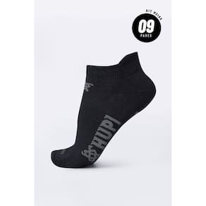 Meia HUPI Casual Invisível Algodão Preto G - Kit 09 Pares