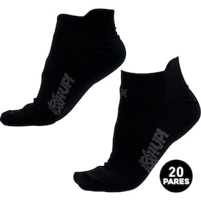 Meia HUPI Casual Invisível Algodão Preto G - Kit 20 Pares