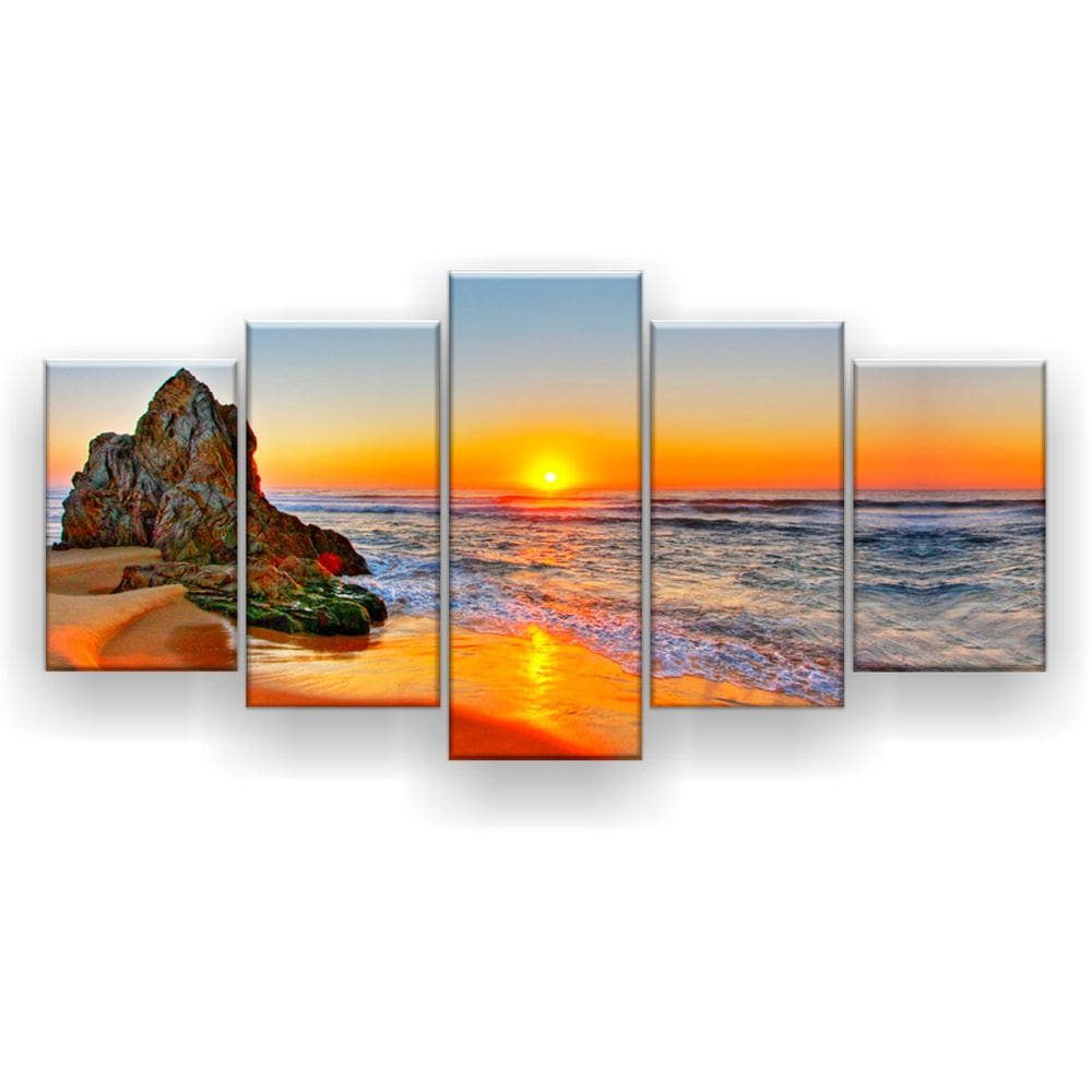 Quadro Decorativo Nascer Do Sol Pedras Tathra 129x61 5 Peças