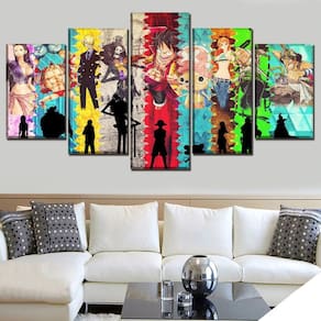 Quadros Decorativos 5 Peças Animes One Piece Coorido Desenho