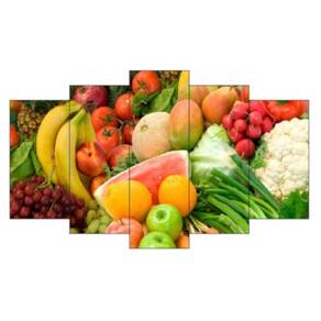 Quadro Decorativo Mosaico 5 Peças Mod1050 Frutas Hortifrúti