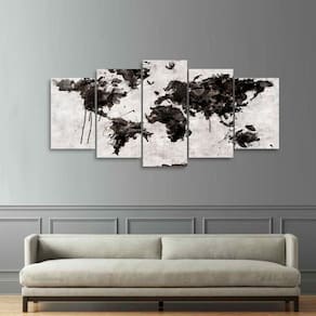 Quadro decorativo Mapa Mundi Animais Abstrato Mosaico 125x60
