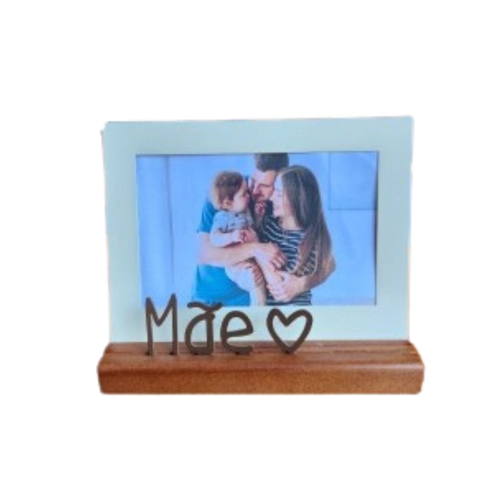 PORTA RETRATO METAL E MADEIRA 10x15 MÃE