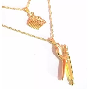 Colar Cordão Duplo Pente Chapinha Folheado 18k