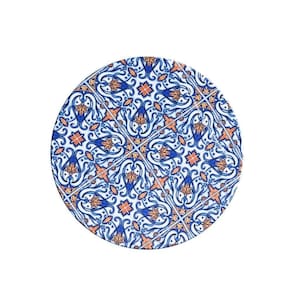 Sousplat Estampado Allegra 2 Peças Capa E Base Mdf 35cm Diâmetro 100% Poliéster - Azulejo