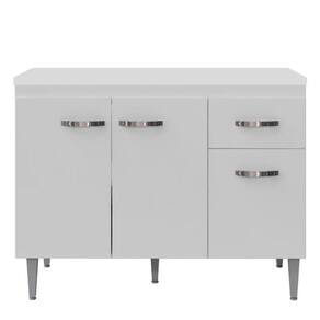 Balcão De Cozinha 120cm Gabriela 3 Portas 1 Gaveta Com Tampo Branco