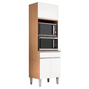 Paneleiro Torre Quente Andréia Para 2 Fornos Amêndoa/Branco