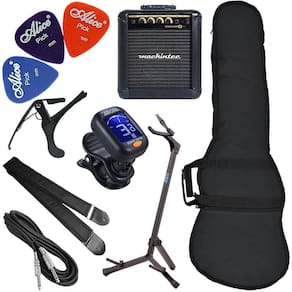 Kit Acessórios Carbon Contrabaixo Capa Palhetas Cabo Suporte