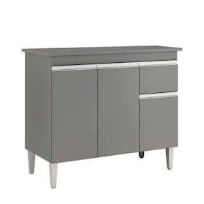Balcão De Cozinha Para Pia Tatiane 100cm 3 Portas 1 Gaveta Sem Tampo Cinza